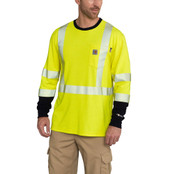 Carhartt FR Force Hi-Vis Long Sleeve Shirt in Hi-Viz-Lime